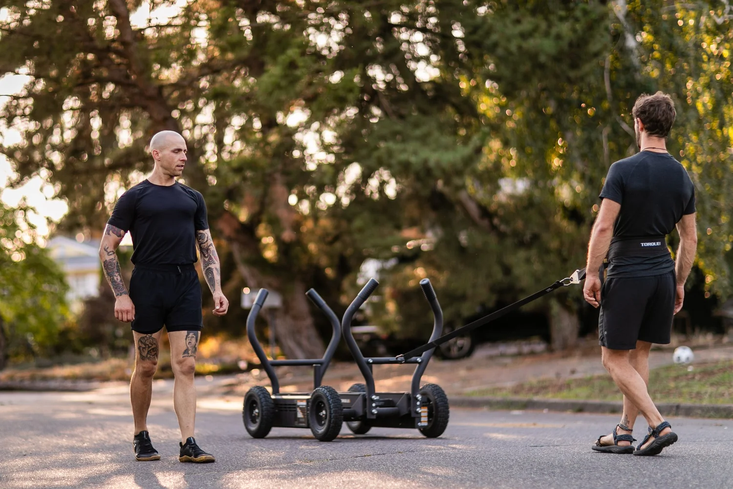 Adam pushing a training sled