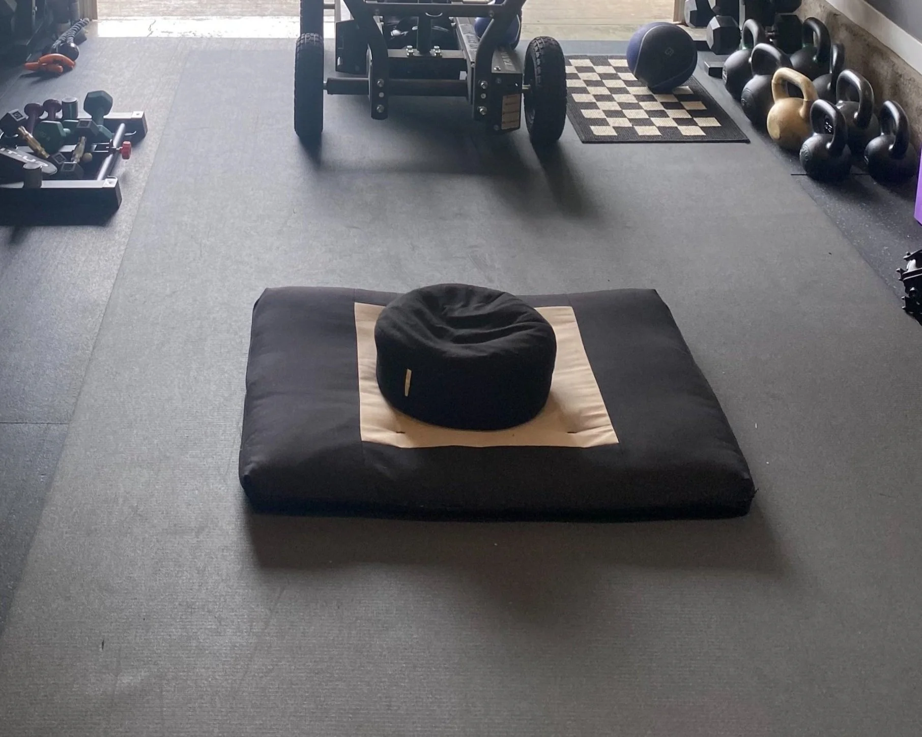 A meditation pillow at the studio